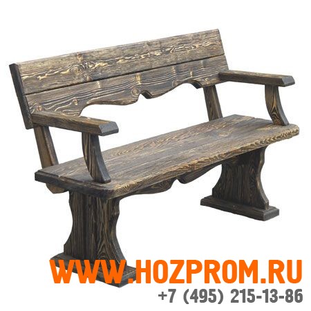 Скамья деревянная с фигурной спинкой под старину Московия